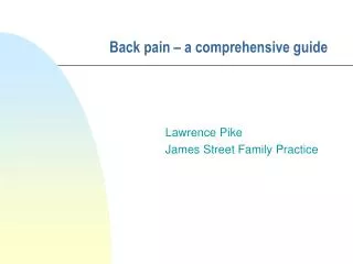 Back pain – a comprehensive guide