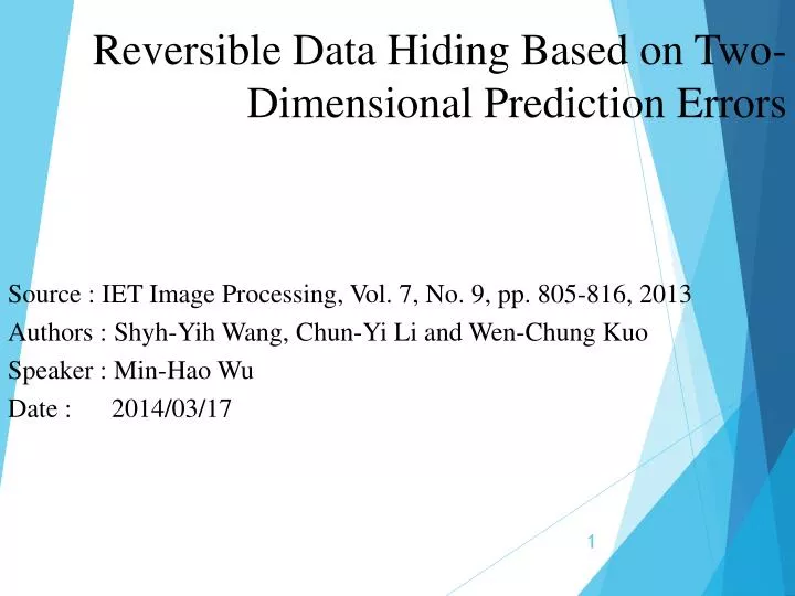 reversible data hiding based on two dimensional prediction errors
