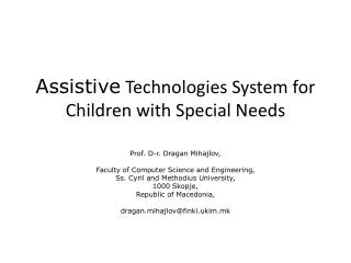 Assistive Technologies System for Children with Special Needs