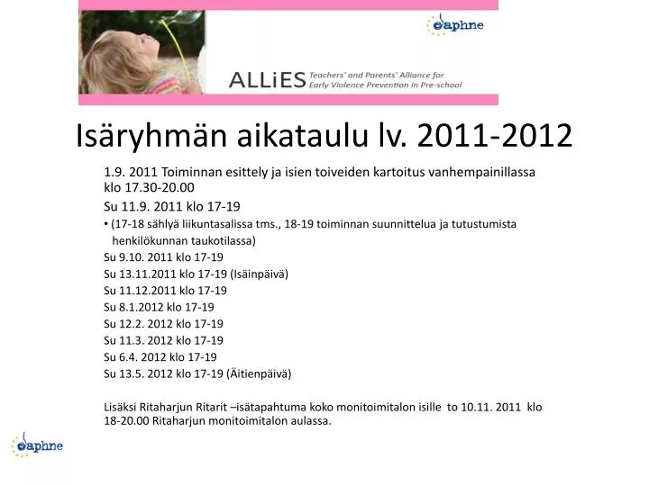 is ryhm n aikataulu lv 2011 2012
