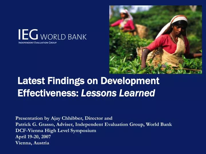 latest findings on development effectiveness lessons learned
