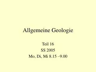 allgemeine geologie