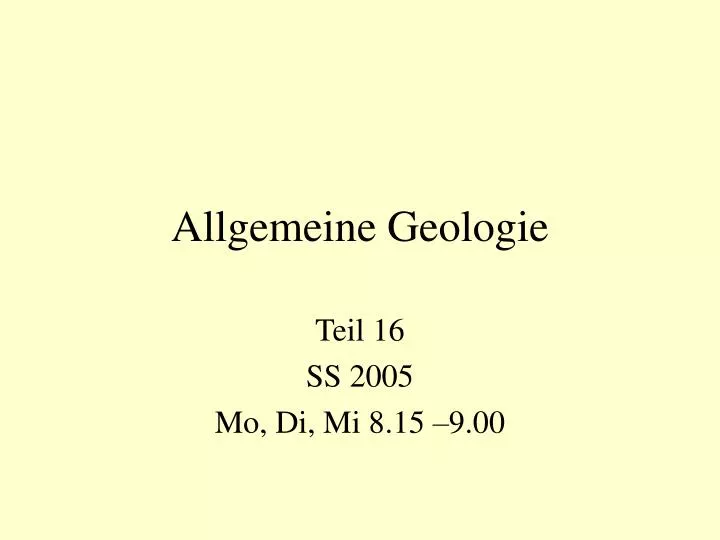 allgemeine geologie