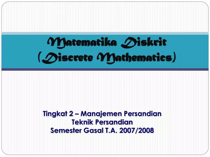 matematika diskrit discrete mathematics