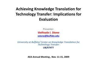 Achieving Knowledge Translation for Technology Transfer: Implications for Evaluation