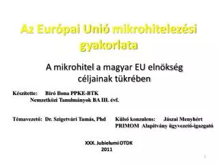 Az Európai Unió mikrohitelezési gyakorlata