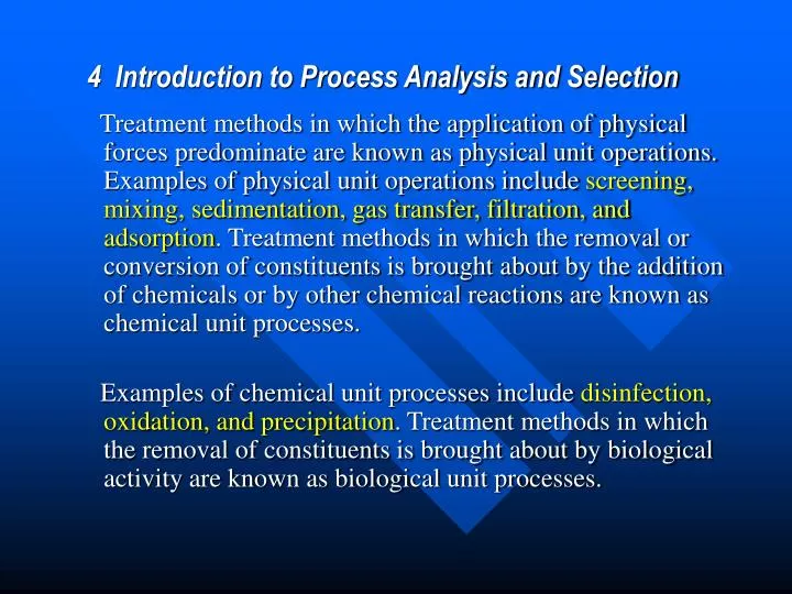 4 introduction to process analysis and selection