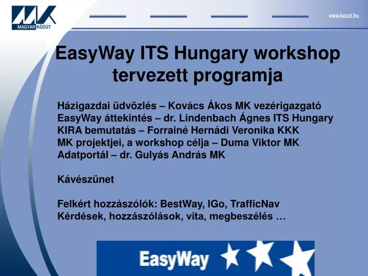 easyway its hungary workshop tervezett programja