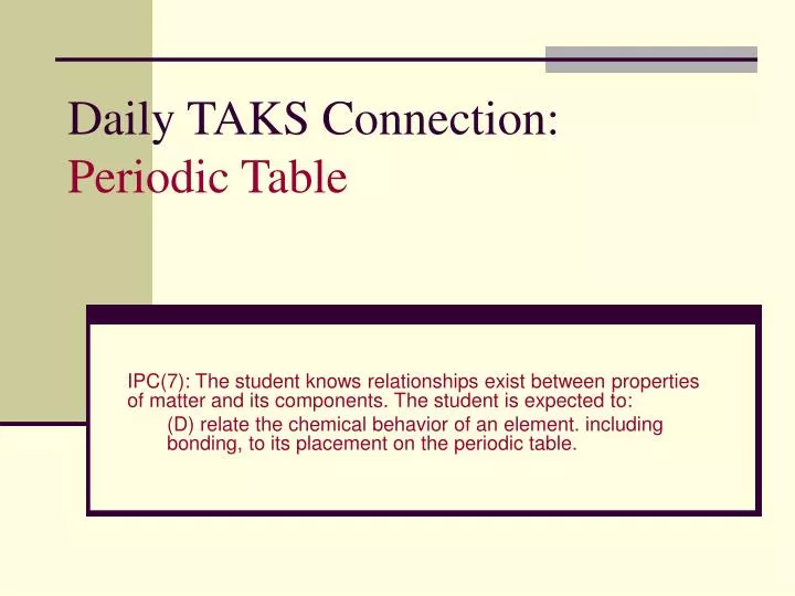 daily taks connection periodic table