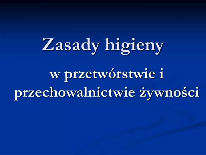 zasady higieny