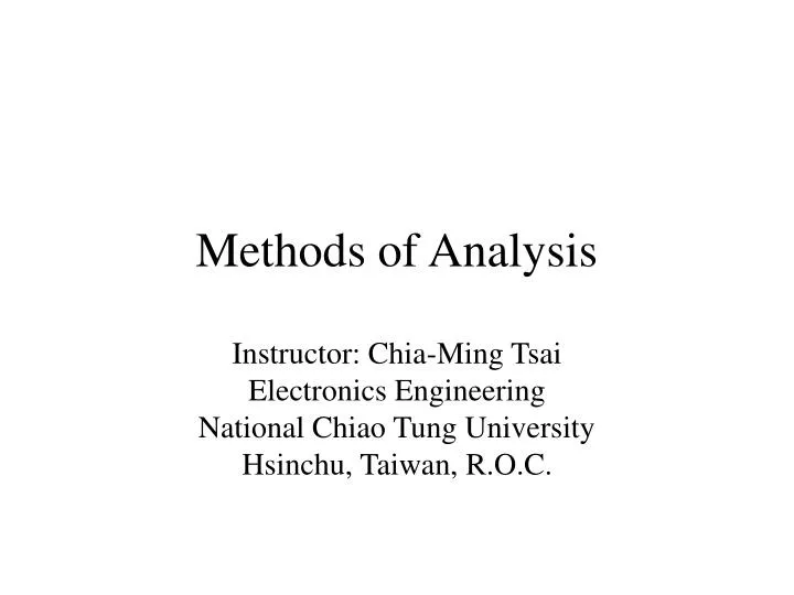 methods of analysis