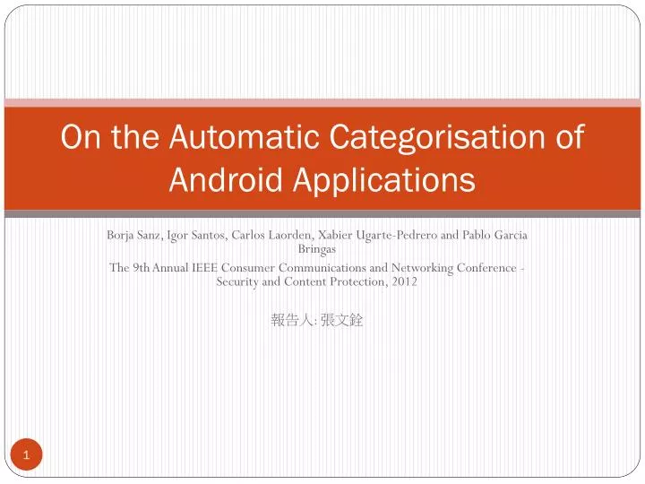on the automatic categorisation of android applications