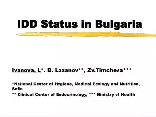 IDD Status in Bulgaria