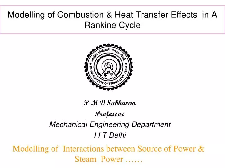 modelling of combustion heat transfer effects in a rankine cycle