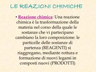 le reazioni chimiche