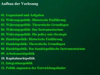 aufbau der vorlesung