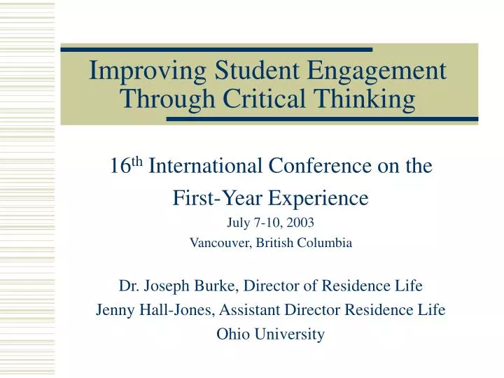 improving student engagement through critical thinking