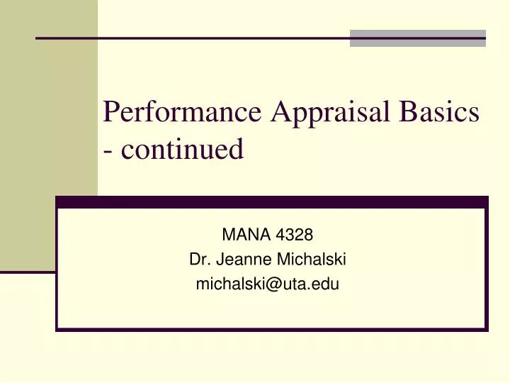 performance appraisal basics continued