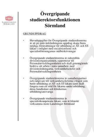 vergripande studierektorsfunktionen s rmland