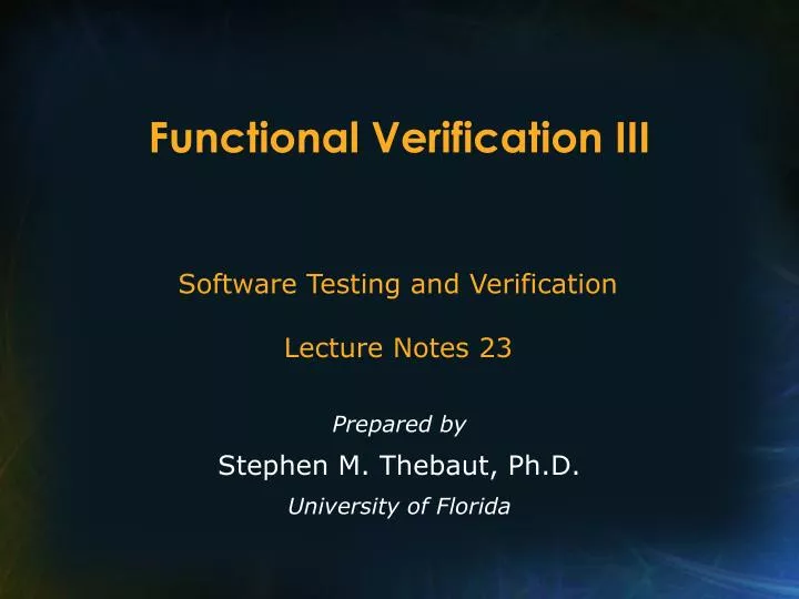 functional verification iii