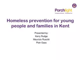 Homeless prevention for young people and families in Kent