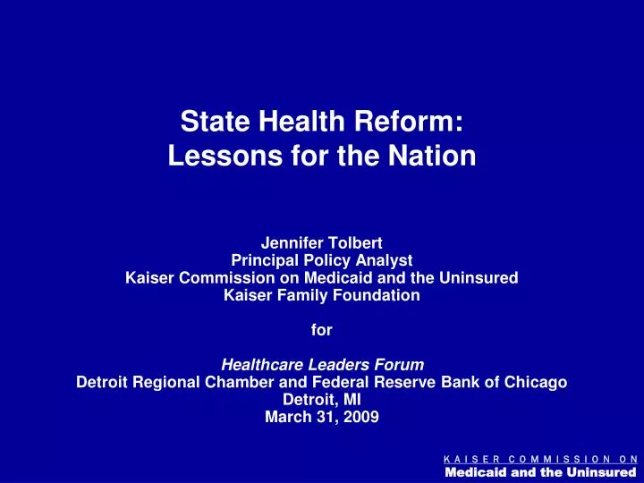 state health reform lessons for the nation