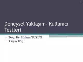 deneysel yakla m kullan c testleri