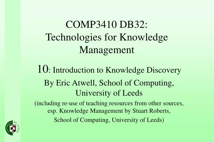comp3410 db32 technologies for knowledge management