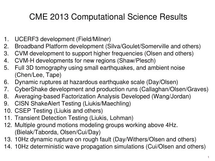 cme 2013 computational science results
