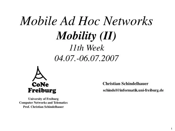mobile ad hoc networks mobility ii 11th week 04 07 06 07 2007