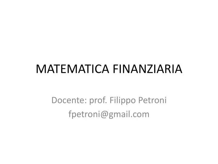 matematica finanziaria