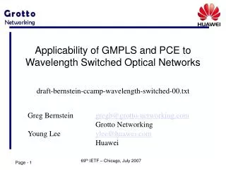 Applicability of GMPLS and PCE to Wavelength Switched Optical Networks