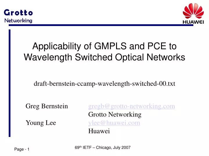 applicability of gmpls and pce to wavelength switched optical networks