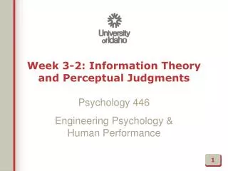 Week 3-2: Information Theory and Perceptual Judgments
