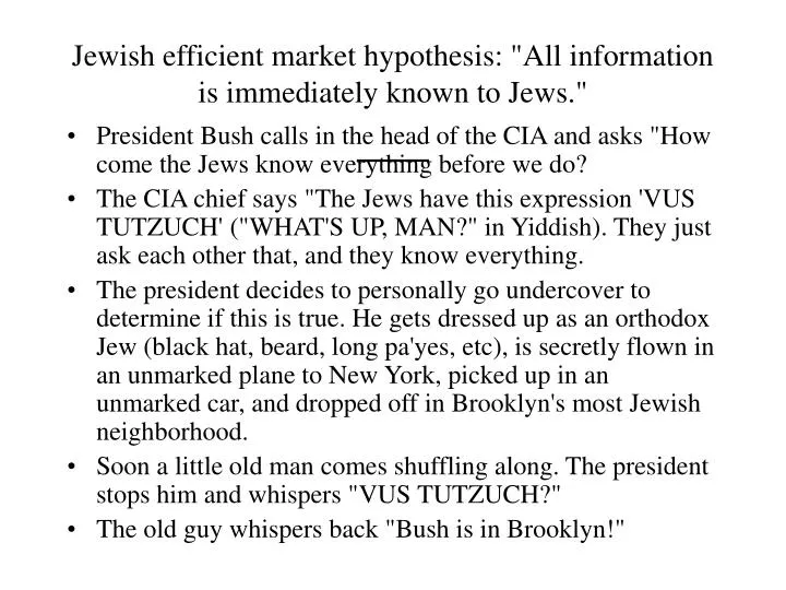 jewish efficient market hypothesis all information is immediately known to jews