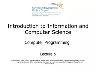 Introduction to Information and Computer Science