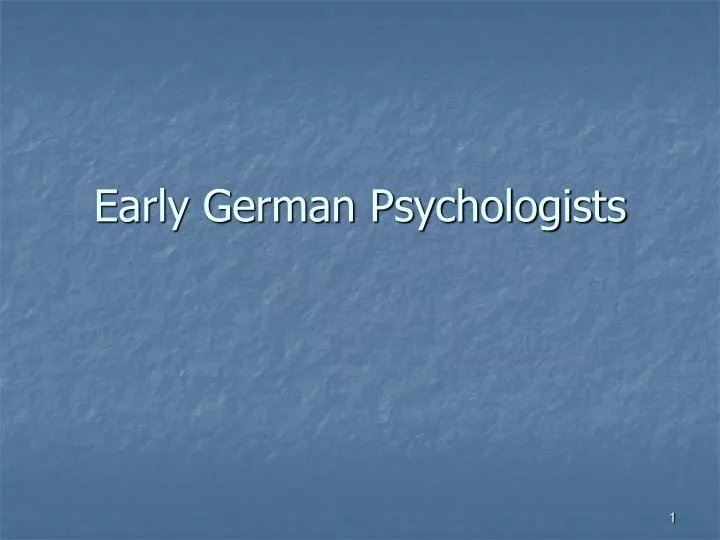 early german psychologists