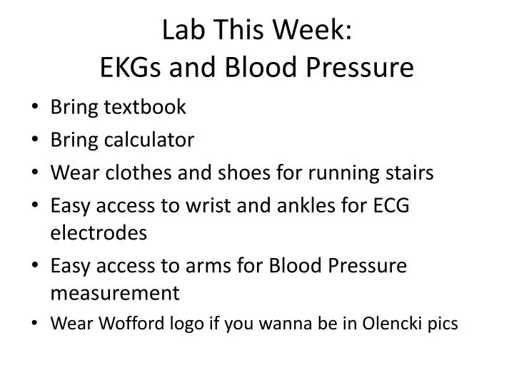 lab this week ekgs and blood pressure