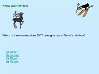 Know your reindeer Which of these names does NOT belong to one of Santa's reindeer?