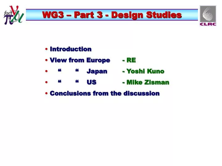 wg3 part 3 design studies