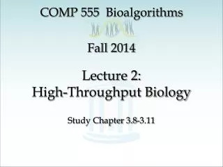 Lecture 2: High-Throughput Biology