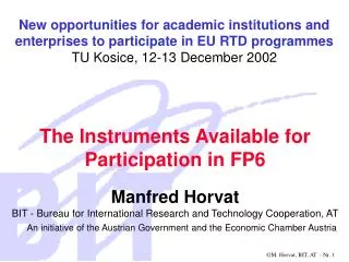 The Instruments Available for Participation in FP6