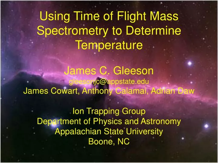 using time of flight mass spectrometry to determine temperature