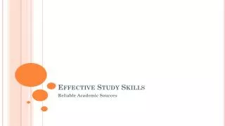 Effective Study Skills