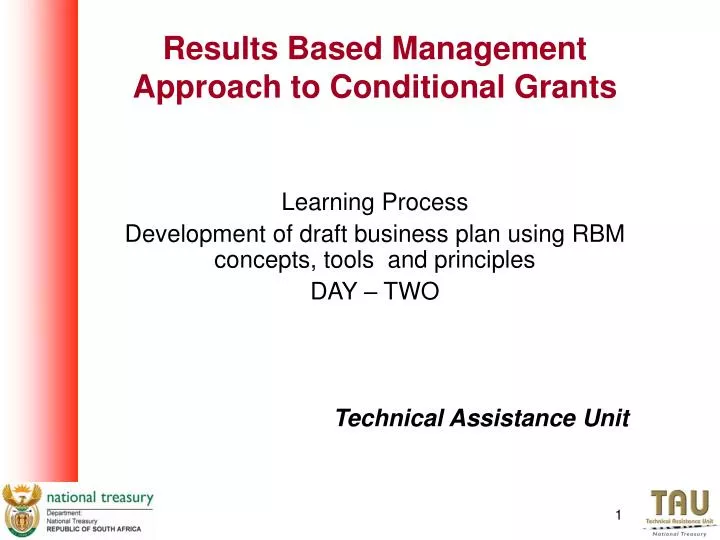 results based management approach to conditional grants