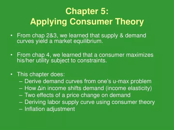 chapter 5 applying consumer theory