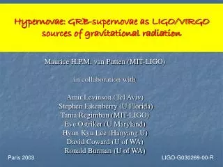 Hypernovae: GRB-supernovae as LIGO/VIRGO sources of gravitational radiation