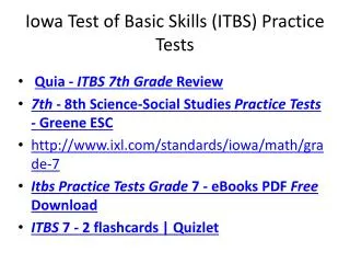 Iowa Test of Basic Skills ( ITBS ) Practice Tests