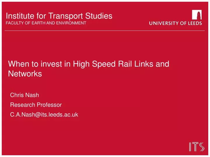 when to invest in high speed rail links and networks