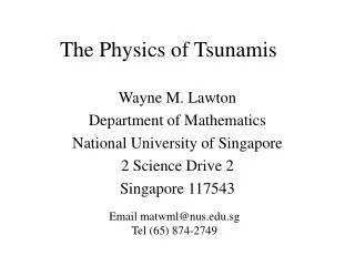 The Physics of Tsunamis